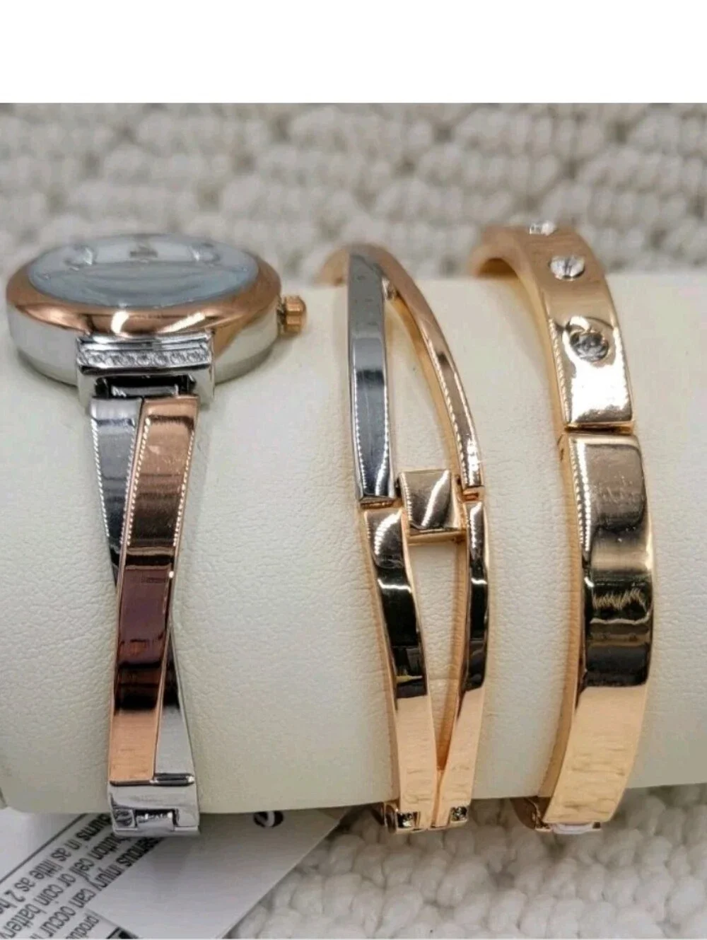 Anne Klein Women's Premium Crystal Accented Bangle Watch Set, AK/2245